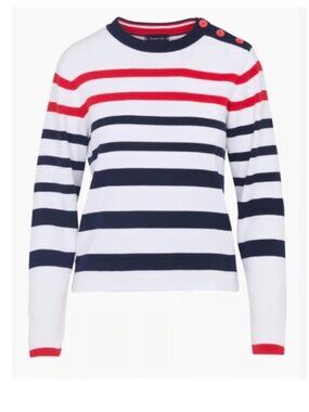Armor-Lux Striped Cotton Breton Sweater Navy Orange White Size S, NWT